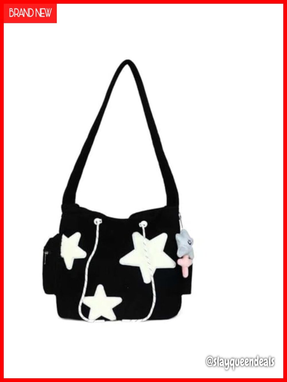 Corduroy Crossbody Bag Messenger Shoulder Tote Y2K Star Patches